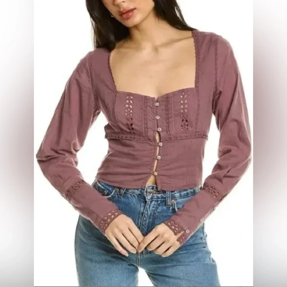 NWOT Free People Joi Crop Blouse Sz Sm